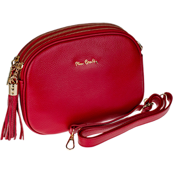 Červená kožená talianska crossbody kabelka Pierre Cardin 4500 Rubino 66353869