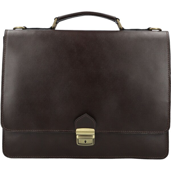 Pánska kožená aktovka tmavo hnedá - Delami Vera Pelle Stefo hnedá 66436776