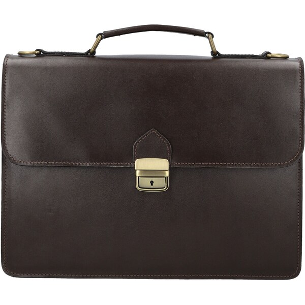 Pánska kožená aktovka tmavo hnedá - Delami Vera Pelle Lynton hnedá 66436777