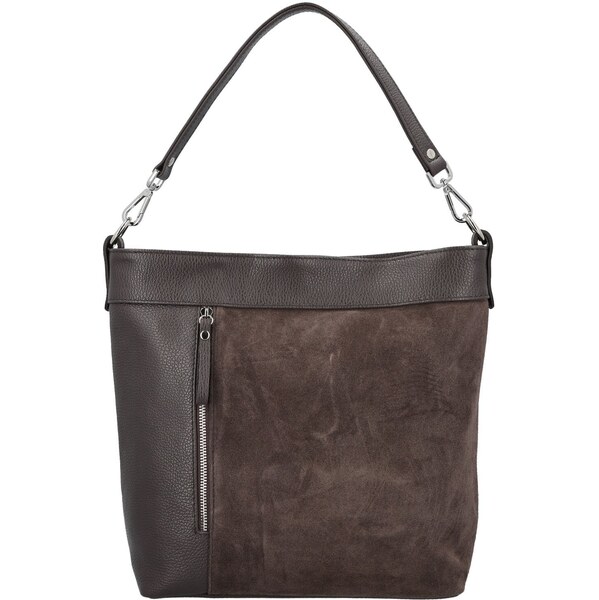 Dámska kožená kabelka do ruky tmavo hnedá - Delami Vera Pelle Aneli 66403310