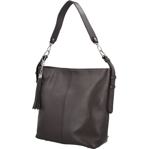 Dámska kožená kabelka do ruky tmavo hnedá - Delami Vera Pelle Ameli 66403314