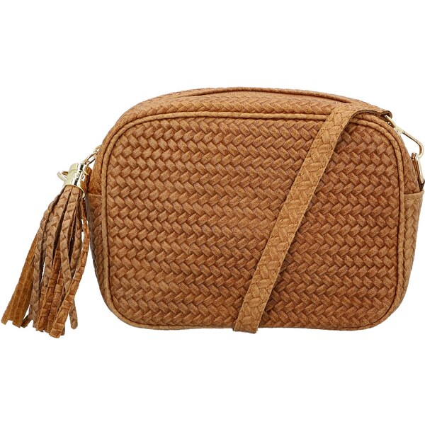 Dámska kožená crossbody kabelka koňaková - Delami Vera Pelle Teresia 66403307