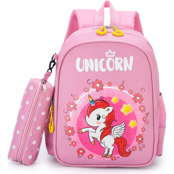 Lifestyle Detský batôžtek s Jednorožcom s vreckom Ružový 6L 65226285