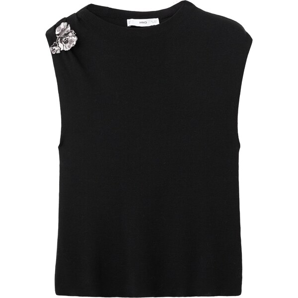 MANGO Vyšívaný top TAPIES čierna 66372577
