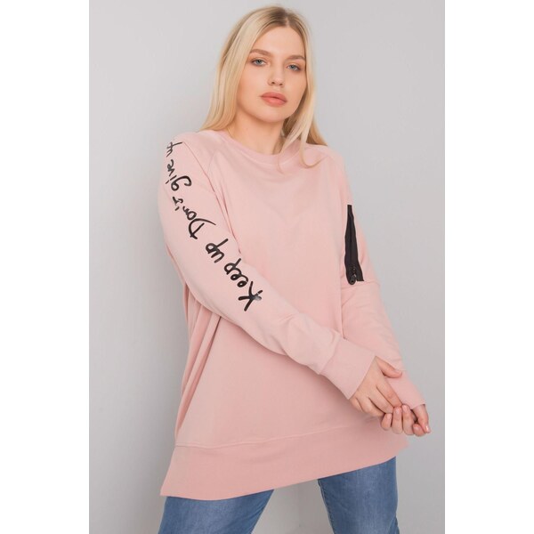 MladaModa Bavlnená tunika Parma s nápismi na rukávoch pudrovo ružová 66372057
