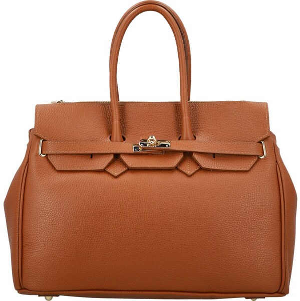 Dámska kožená kabelka na rameno koňaková - Delami Vera Pelle Klarista 66455087