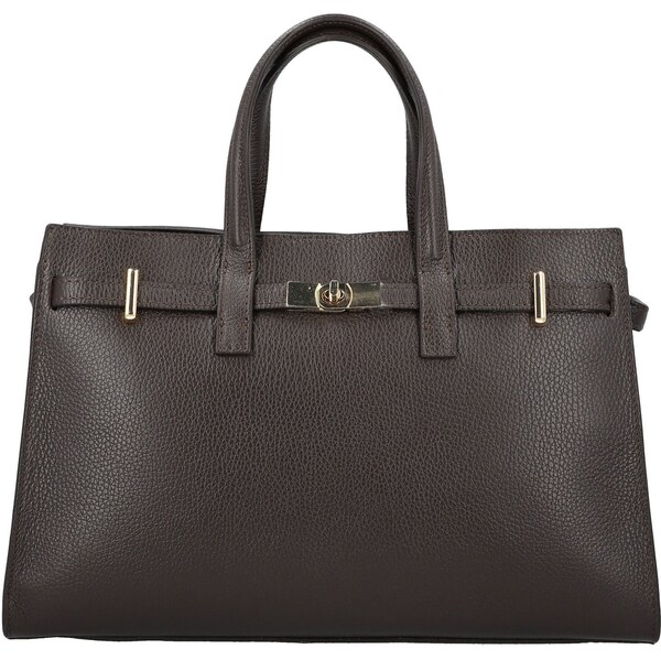 Dámska kožená kabelka do ruky tmavo hnedá - Delami Vera Pelle Safieh 66455088