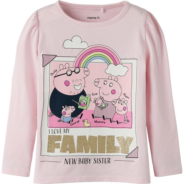 NAME IT Tričko NMFNORA PEPPA zlatá / ružová / ružová / čierna 66382840