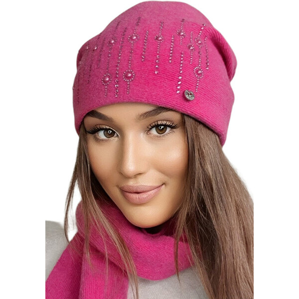 Kamea Malinová dámska štýlová zimná čiapka Eleni, Farba malinová 66381178
