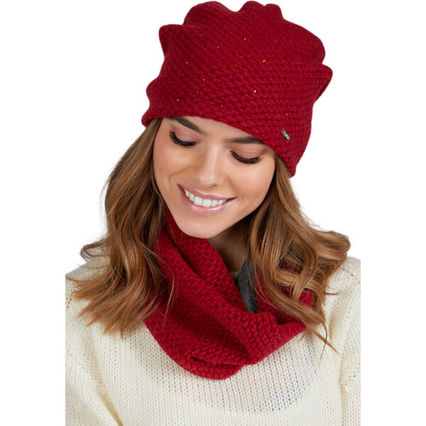 Kamea Červený dámsky set čiapka + nákrčník Musca, Farba červená 66381183