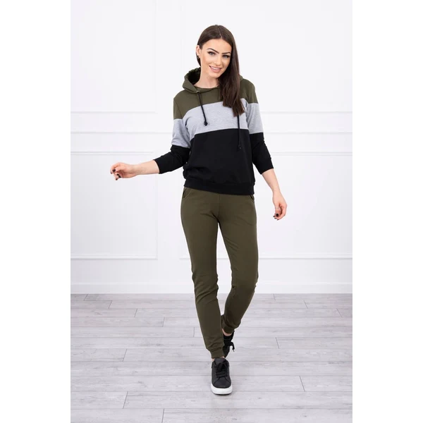 Kesi Súprava s farebnými pruhmi khaki+šedá 66384993