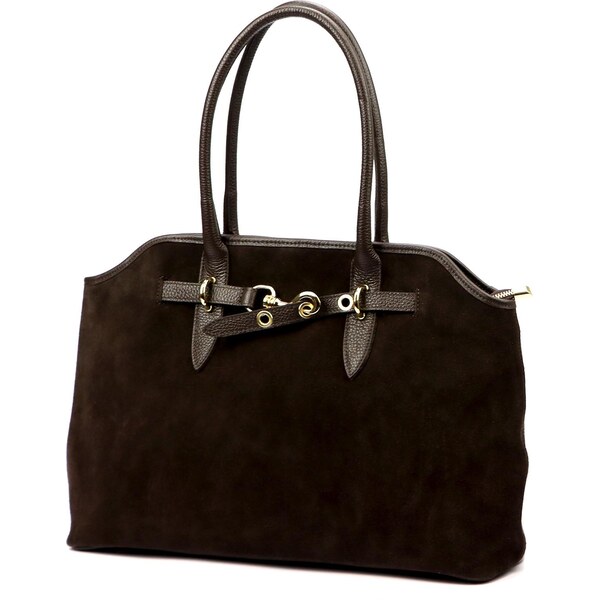 Luka Dámska kožená kabelka z brúsenej kože – čierna, tmavohnedá a 66386163