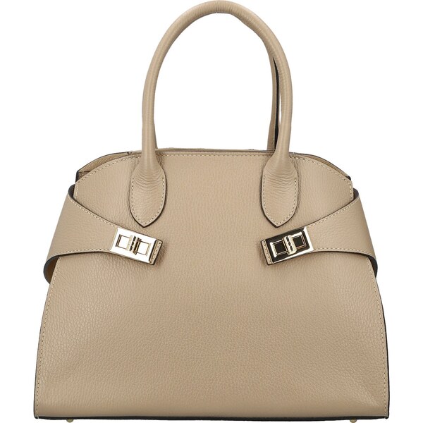 Dámska kožená kabelka do ruky béžová - Delami Vera Pelle Seia béžová 66455092