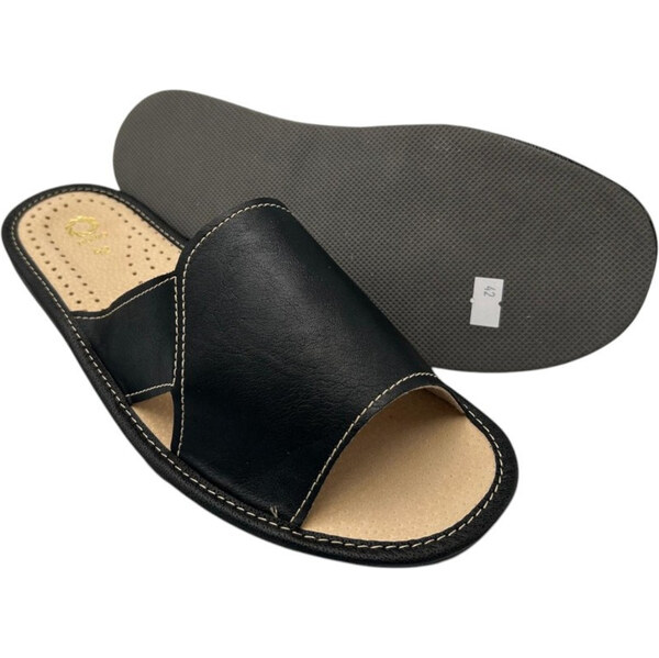 Pánske papuče s koženou stielkou č.41 | čierna KM-14-BL-41 66390208