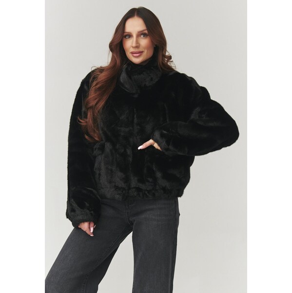 Makadamia Dámska bunda z mäkkého kožušiny | čierna C28 66390244