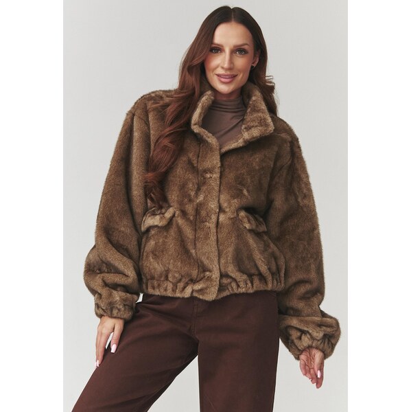 Makadamia Dámska bunda z mäkkého kožušiny | mokka C28 66390245