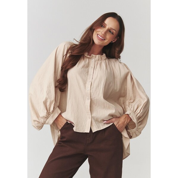 Makadamia Elegantná dámska oversized košeľa | béžová C24 66390266