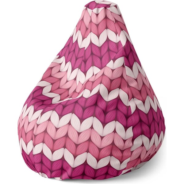 Sablio Sedací vak Pear Striedajúce ružové pletenie 65107810