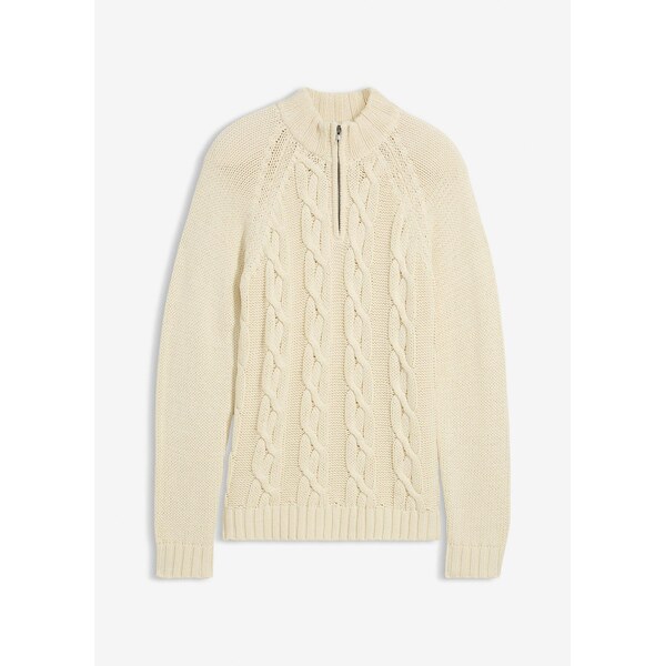 bonprix Hrubo pletený pulóver s osmičkovým vzorom z mäkkého bavlneného 66398244