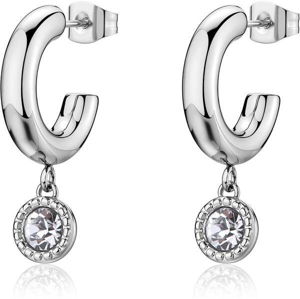SAgapõ Kruhové oceľové náušnice s kryštálmi Aurora SAR68 66591765
