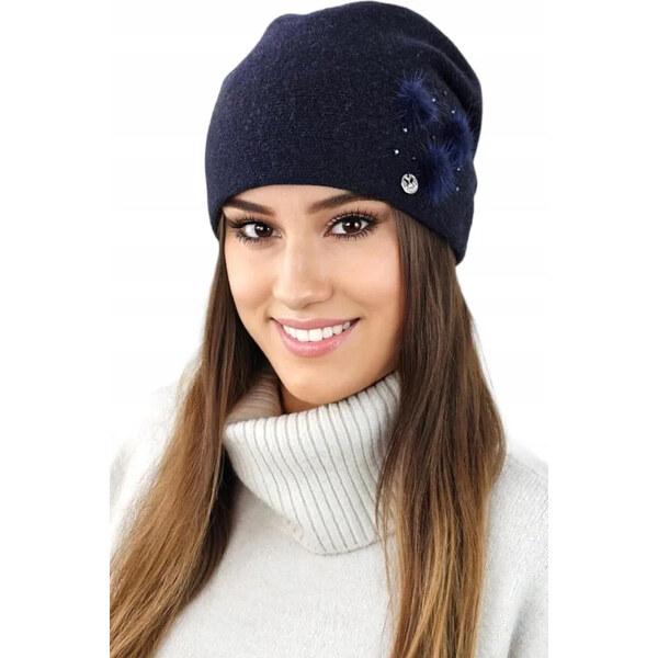 Kamea Tmavomodrá elegantná dámska čiapka na zimu Onyks, Farba 66399661