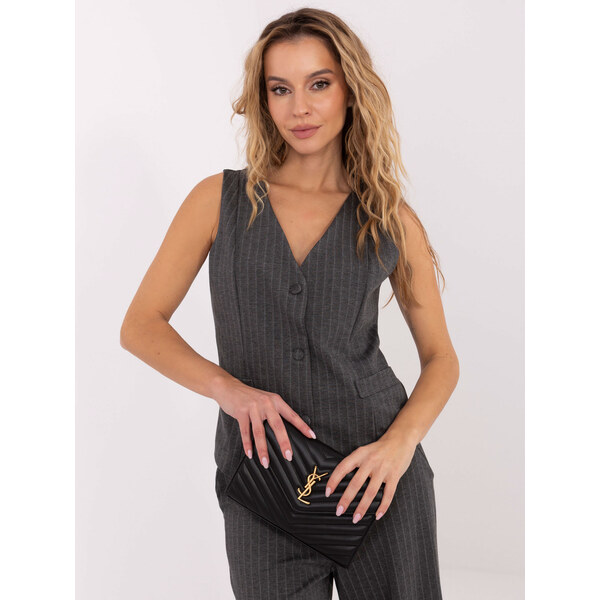 RUE PARIS Tmavosivá dámska elegantná vesta s pruhmi IT-KZ-FL7519.57 66400327