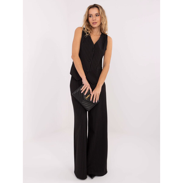 RUE PARIS Čierna dámska elegantná vesta s pruhmi IT-KZ-FL7519.57-black 66400329