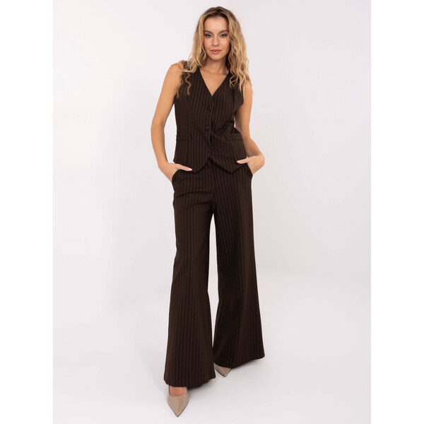 RUE PARIS Tmavohnedá dámska elegantná vesta s pruhmi IT-KZ-FL7519.57 66400330