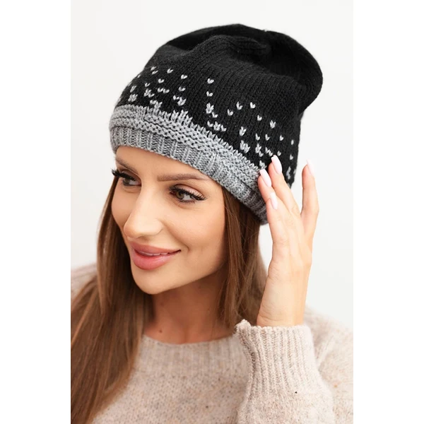 Kesi Dámska zimná čiapka z vlny s cyrkóniami K453 grafitová 66406781