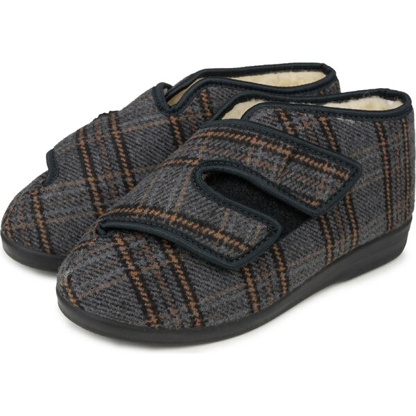 Vlnka Pánska zateplená obväzová obuv s ovčou vlnou na suchý zips káro 66795281