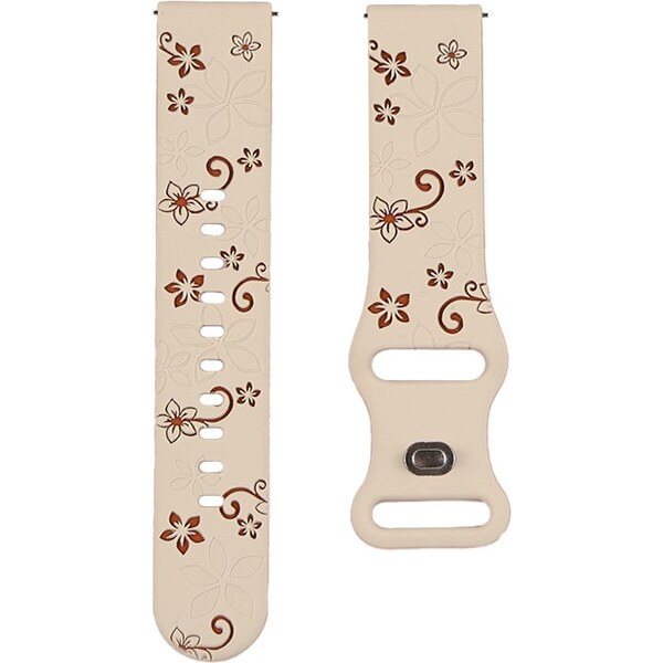 Madvell Silikónový remienok Kvetiny béžový s bordó 20mm 66420685