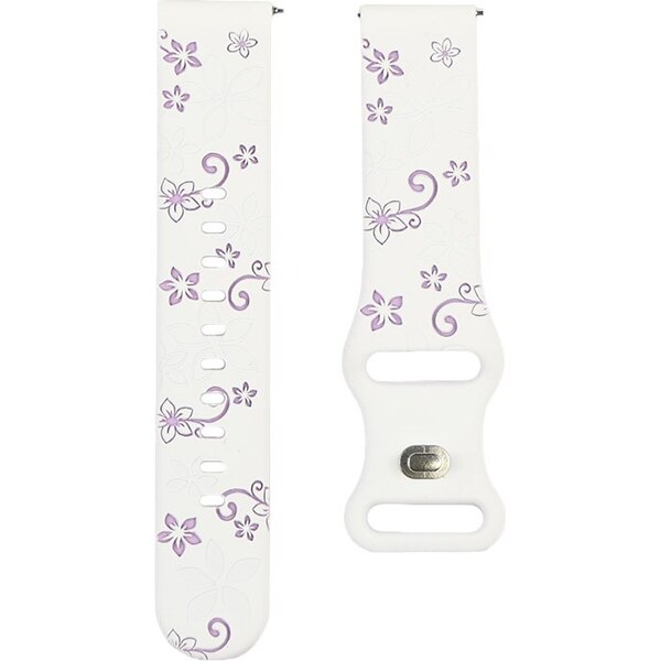 Madvell Silikónový remienok Kvetiny biely s fialovou 22mm 66420695