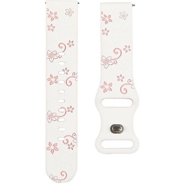 Madvell Silikónový remienok Kvetiny biely s ružovou 22mm 66420694