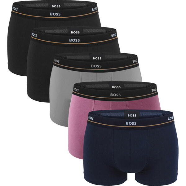 BOSS - boxerky 5PACK essential cotton stretch black & dark tones 66420801