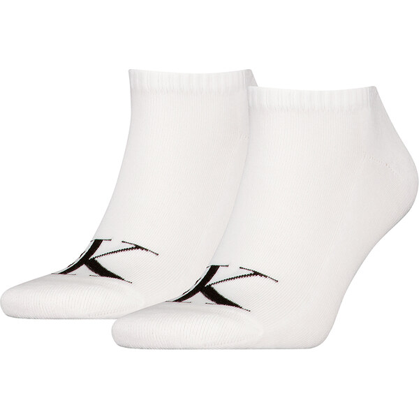 CALVIN KLEIN – 2PACK pánske členkové ponožky CK Jeans monogram white 66420822