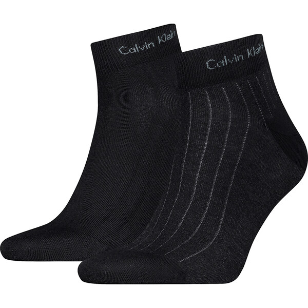 CALVIN KLEIN - ponožky 2PACK quarter pinstripe black 66420824