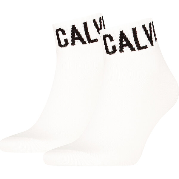 CALVIN KLEIN - 2PACK CK jeans monogram biele quarter ponožky - 66420817