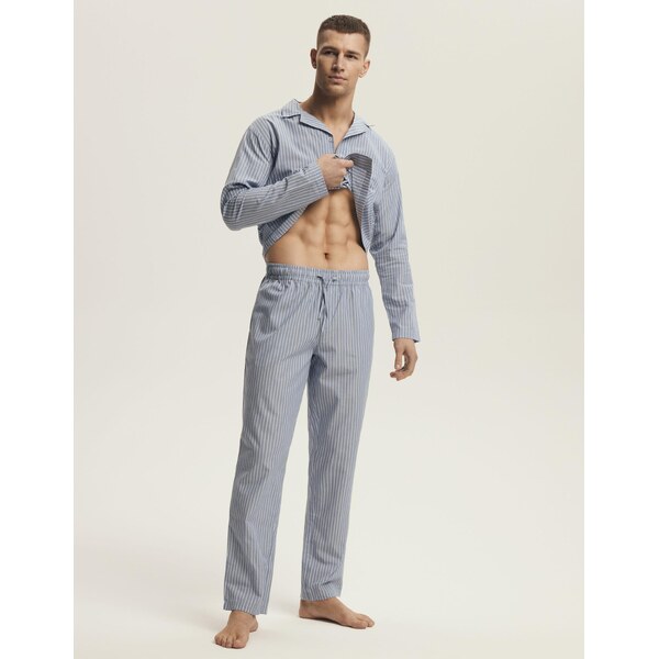Henderson Pánske bavlnené pyžamo na gombíky Mic 43035-05X nebesky 63005618