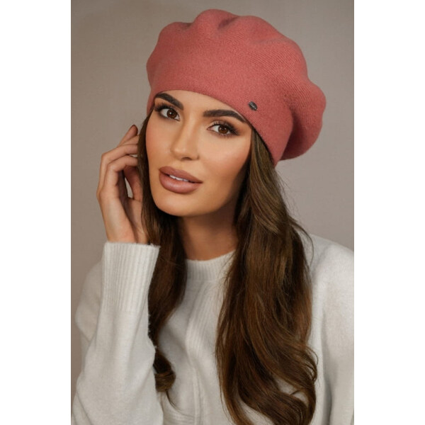 Kamea Korálová elegantná dámska baretka na zimu Kiang, Farba korálová 66421449