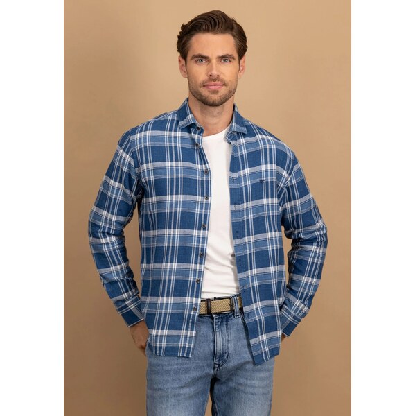 Pánska modrá károvaná košeľa FYNCH-HATTON 66421453