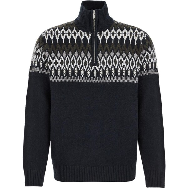 WE Fashion Sveter tmavomodrá / tmavosivá / biela 66428963