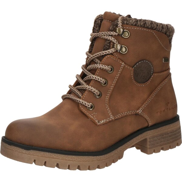 TOM TAILOR Šnurovacie členkové čižmy krémová / koňaková / čierna 66429449