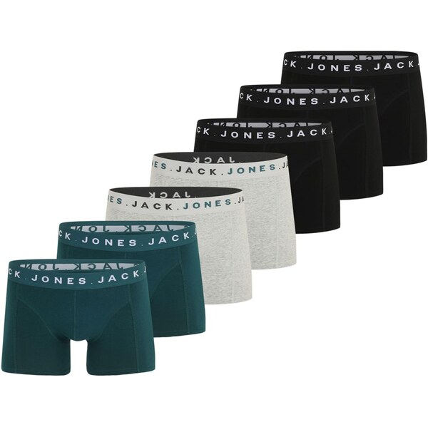 JACK & JONES Boxerky JACBENNETT sivá melírovaná / petrolejová / čierna 66429523