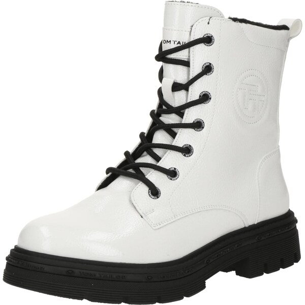 TOM TAILOR Šnurovacie členkové čižmy biela 66429569