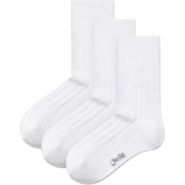 Vlnka 3 páry bavlnených ponožiek so zdravotným lemom biela 66530202