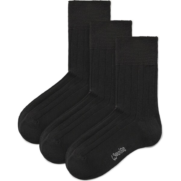 Vlnka 3 páry bavlnených ponožiek so zdravotným lemom čierna 66530203
