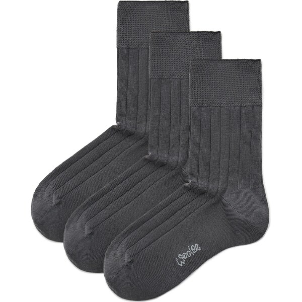 Vlnka 3 páry bavlnených ponožiek so zdravotným lemom sivá 66530204