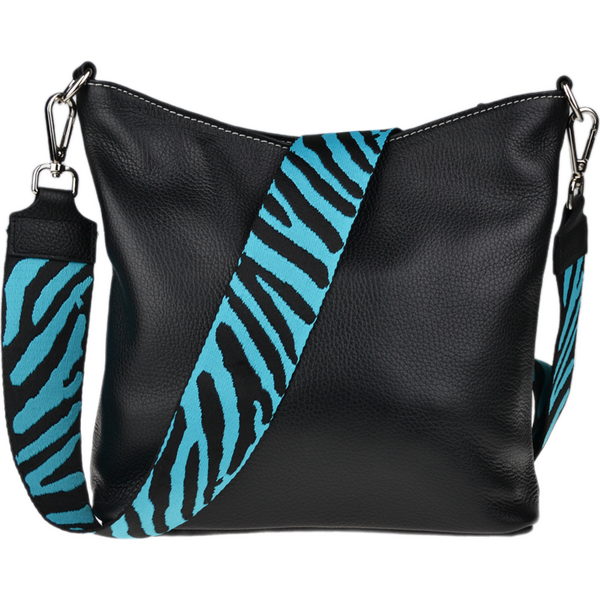 Čierna kožená talianska crossbody kabelka Amalia Nera Filati Bianca IV 66437896