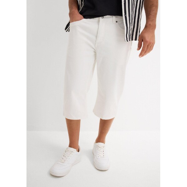 bonprix Strečové džínsové dlhé bermudy, Regular Fit, farba biela 63477633