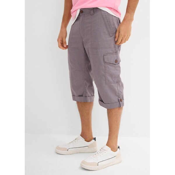 bonprix Kapsáčové dlhé bermudy s plátnom, Regular Fit, farba šedá 63478462